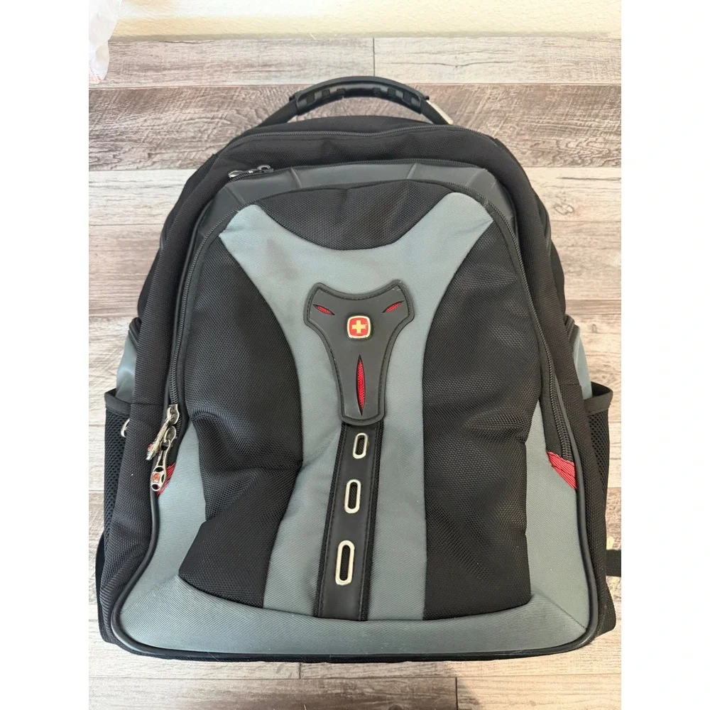 SwissGear Laptop Backpack Large Black Grey Tech Travel School Work Commuter Bag
